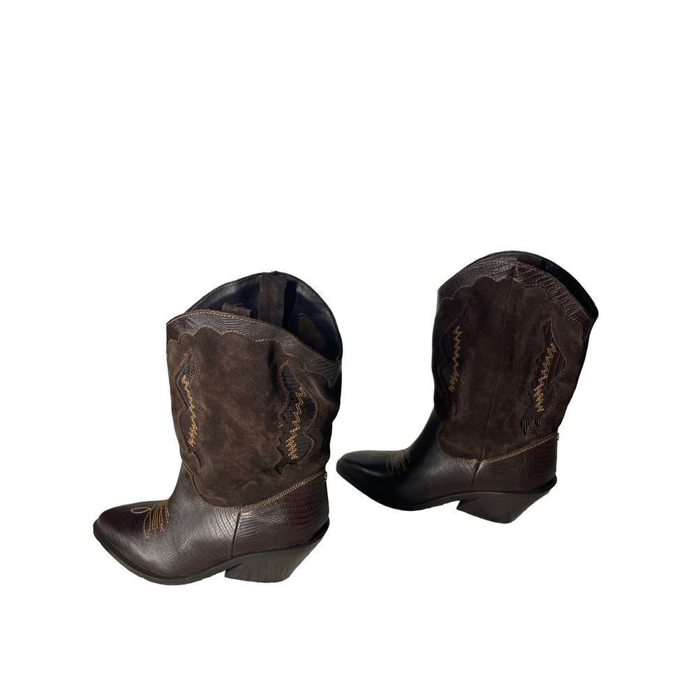 Sam Edelman Western Kitty Heel Dark Brown Boots - Picture 4 of 8